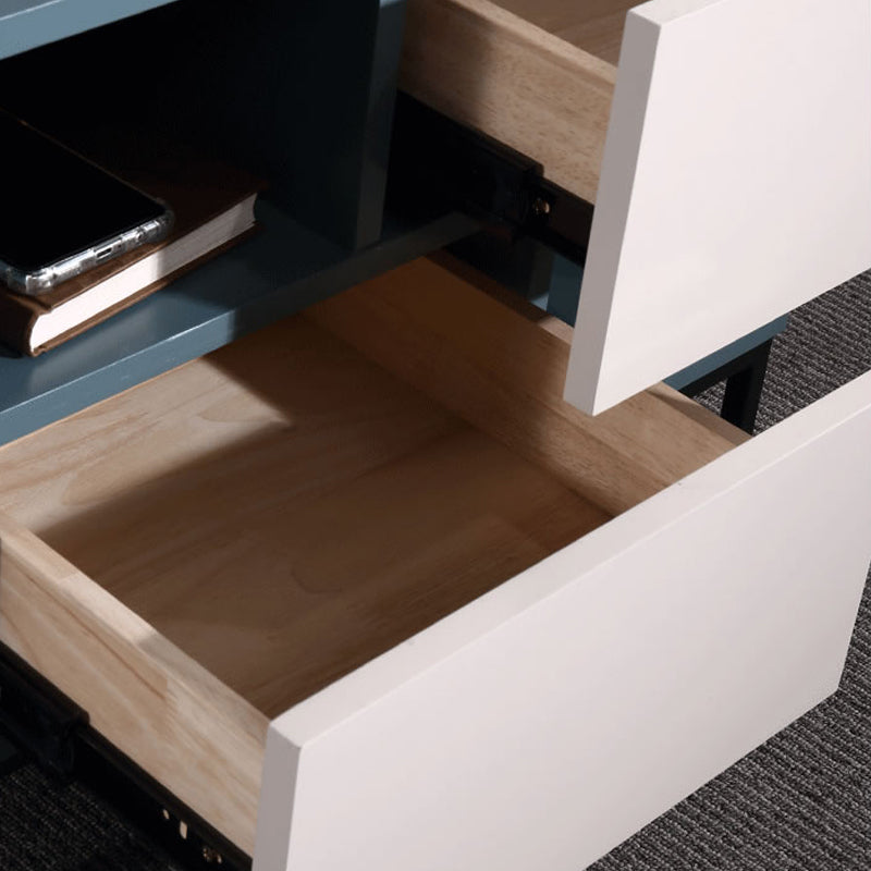 Durable Creative Offset Bedside Table - E1 Formaldehyde-Free & Multi-Scene Use Nightstand 2-Drawer Nightstand For Bedroom & Living