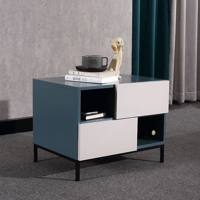 Durable Creative Offset Bedside Table - E1 Formaldehyde-Free & Multi-Scene Use Nightstand 2-Drawer Nightstand For Bedroom & Living