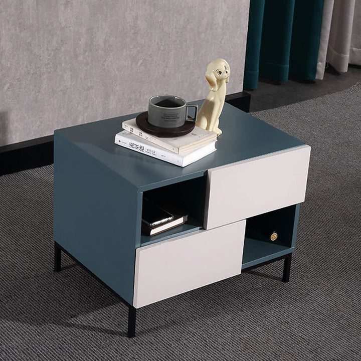 Durable Creative Offset Bedside Table - E1 Formaldehyde-Free &amp; Multi-Scene Use Nightstand 2-Drawer Nightstand For Bedroom &amp; Living