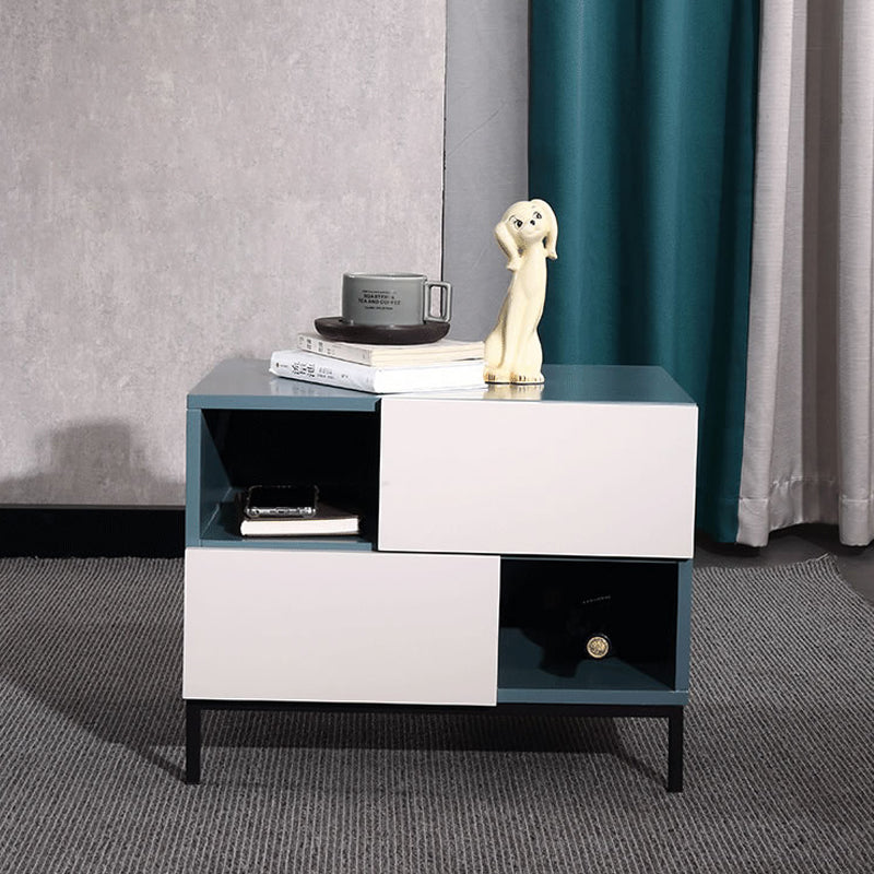 Durable Creative Offset Bedside Table - E1 Formaldehyde-Free & Multi-Scene Use Nightstand 2-Drawer Nightstand For Bedroom & Living