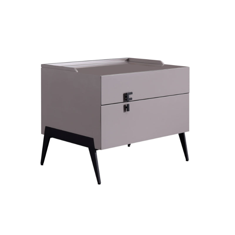 Space-Saving Bedroom Side Table - Durable Baking Paint & Stable Carbon Steel Accents Nightstand 2-Drawer Nightstand For Bedroom