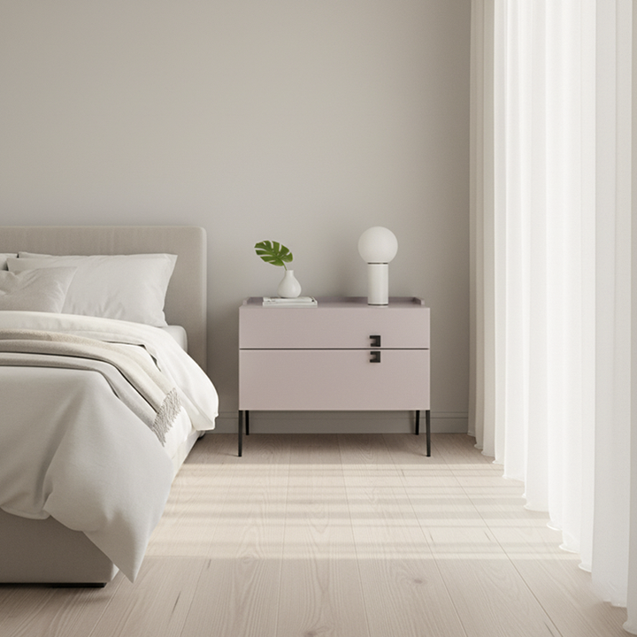 Table de chevet peu encombrante pour chambre - peinture cuite durable et accents stables en acier carbone, table de chevet à 2 tiroirs pour chambre 