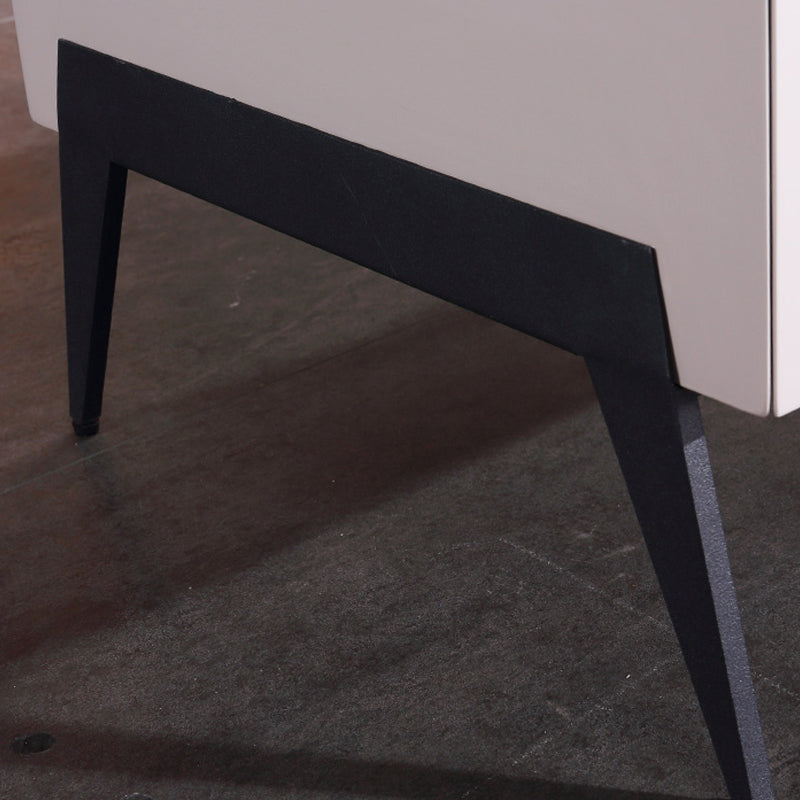 Space-Saving Bedroom Side Table - Durable Baking Paint & Stable Carbon Steel Accents Nightstand 2-Drawer Nightstand For Bedroom