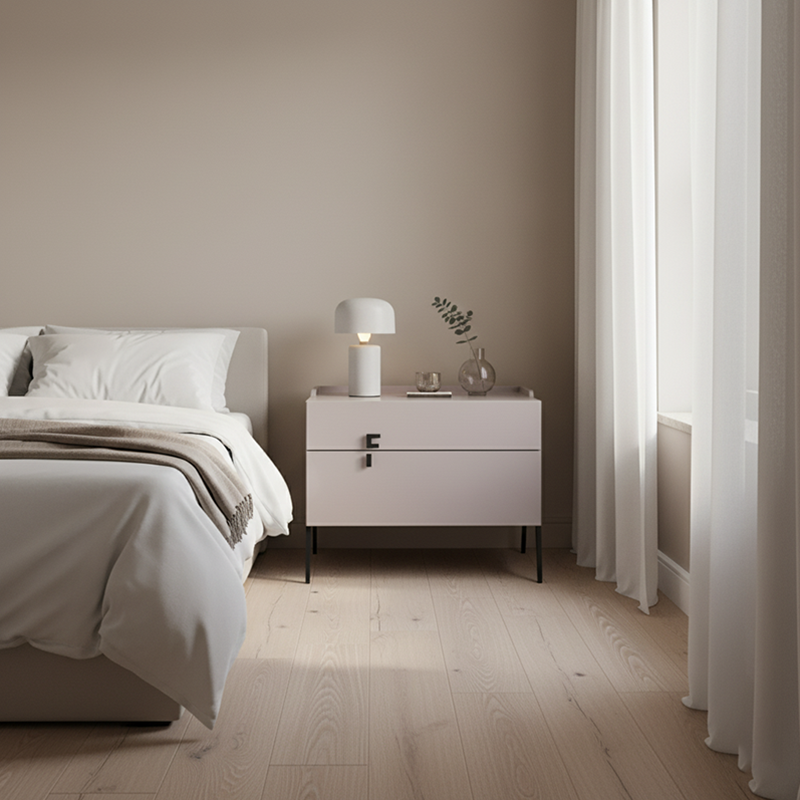 Table de chevet peu encombrante pour chambre - peinture cuite durable et accents stables en acier carbone, table de chevet à 2 tiroirs pour chambre 
