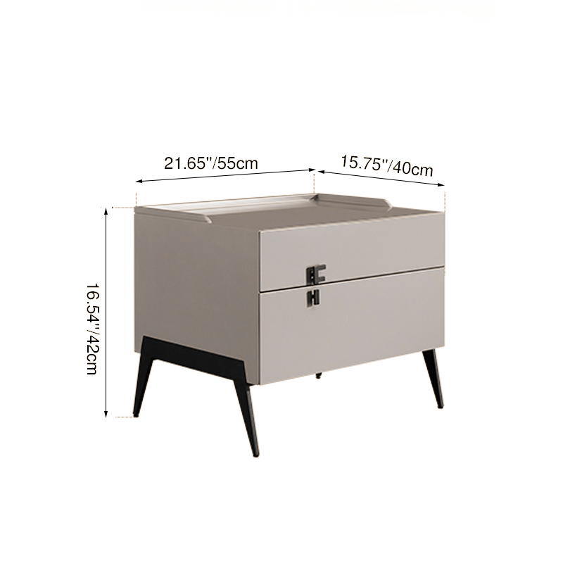 Table de chevet peu encombrante pour chambre - peinture cuite durable et accents stables en acier carbone, table de chevet à 2 tiroirs pour chambre 