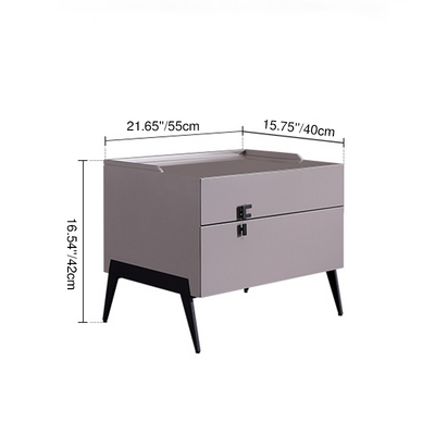 Space-Saving Bedroom Side Table - Durable Baking Paint & Stable Carbon Steel Accents Nightstand 2-Drawer Nightstand For Bedroom