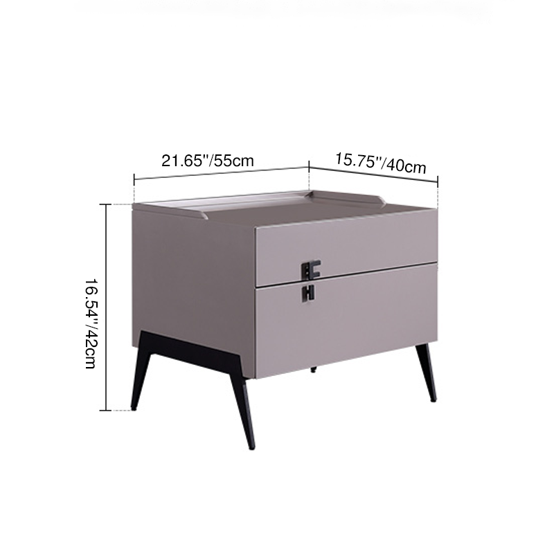 Space-Saving Bedroom Side Table - Durable Baking Paint & Stable Carbon Steel Accents Nightstand 2-Drawer Nightstand For Bedroom