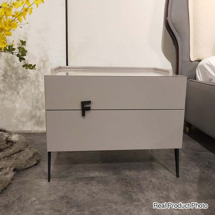 Table de chevet peu encombrante pour chambre - peinture cuite durable et accents stables en acier carbone, table de chevet à 2 tiroirs pour chambre 