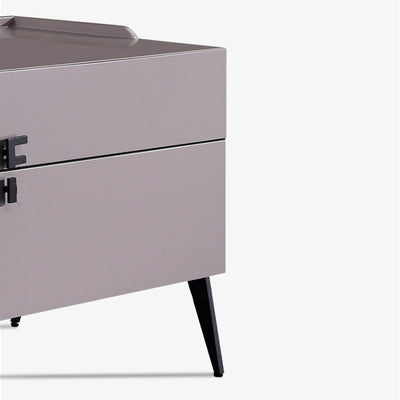 Space-Saving Bedroom Side Table - Durable Baking Paint & Stable Carbon Steel Accents Nightstand 2-Drawer Nightstand For Bedroom