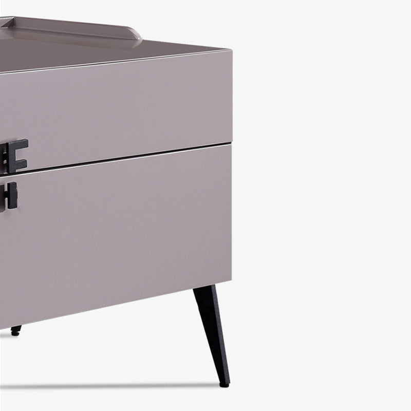 Space-Saving Bedroom Side Table - Durable Baking Paint & Stable Carbon Steel Accents Nightstand 2-Drawer Nightstand For Bedroom