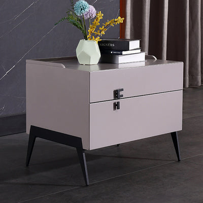 Space-Saving Bedroom Side Table - Durable Baking Paint & Stable Carbon Steel Accents Nightstand 2-Drawer Nightstand For Bedroom