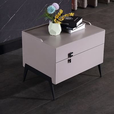 Space-Saving Bedroom Side Table - Durable Baking Paint & Stable Carbon Steel Accents Nightstand 2-Drawer Nightstand For Bedroom