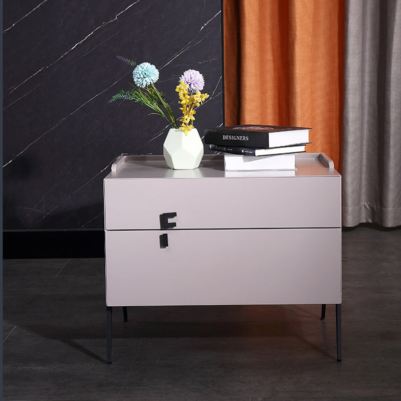 Space-Saving Bedroom Side Table - Durable Baking Paint & Stable Carbon Steel Accents Nightstand 2-Drawer Nightstand For Bedroom