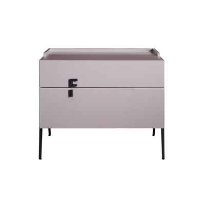 Space-Saving Bedroom Side Table - Durable Baking Paint & Stable Carbon Steel Accents Nightstand 2-Drawer Nightstand For Bedroom