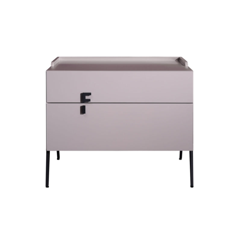 Space-Saving Bedroom Side Table - Durable Baking Paint & Stable Carbon Steel Accents Nightstand 2-Drawer Nightstand For Bedroom