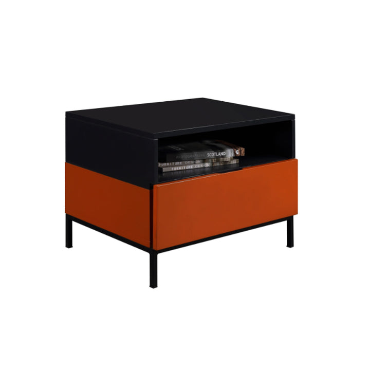 Fresh Vibe Scandinavian Nightstand - Smooth Baked Paint &amp; Concealed Storage Bedside Table 1-Drawer Nightstand For Bedroom