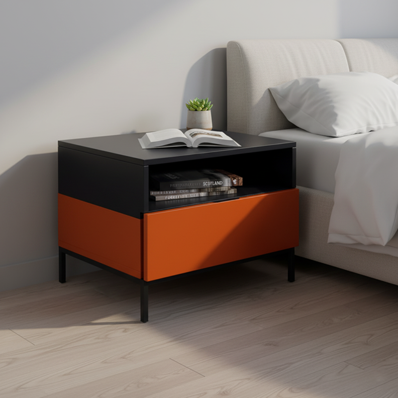 Fresh Vibe Scandinavian Nightstand - Smooth Baked Paint & Concealed Storage Bedside Table 1-Drawer Nightstand For Bedroom