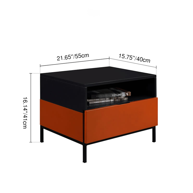 Fresh Vibe Scandinavian Nightstand - Smooth Baked Paint &amp; Concealed Storage Bedside Table 1-Drawer Nightstand For Bedroom