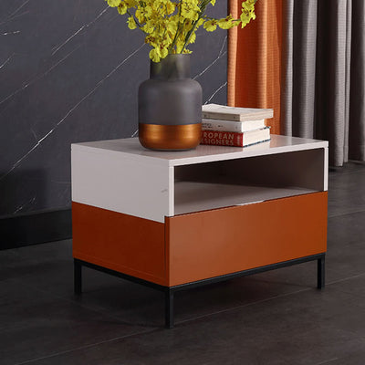 Fresh Vibe Scandinavian Nightstand - Smooth Baked Paint & Concealed Storage Bedside Table 1-Drawer Nightstand For Bedroom