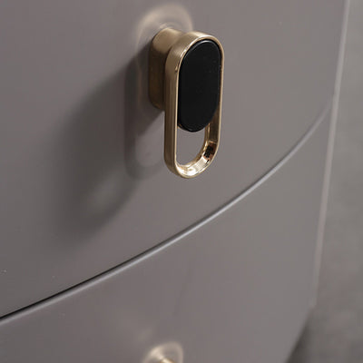 Premium Luxury Nightstand - Matte Baked Paint Curved Solid Wood Frame Multi-Style Adaptability Bedside Table 2-Drawer For Bedroom