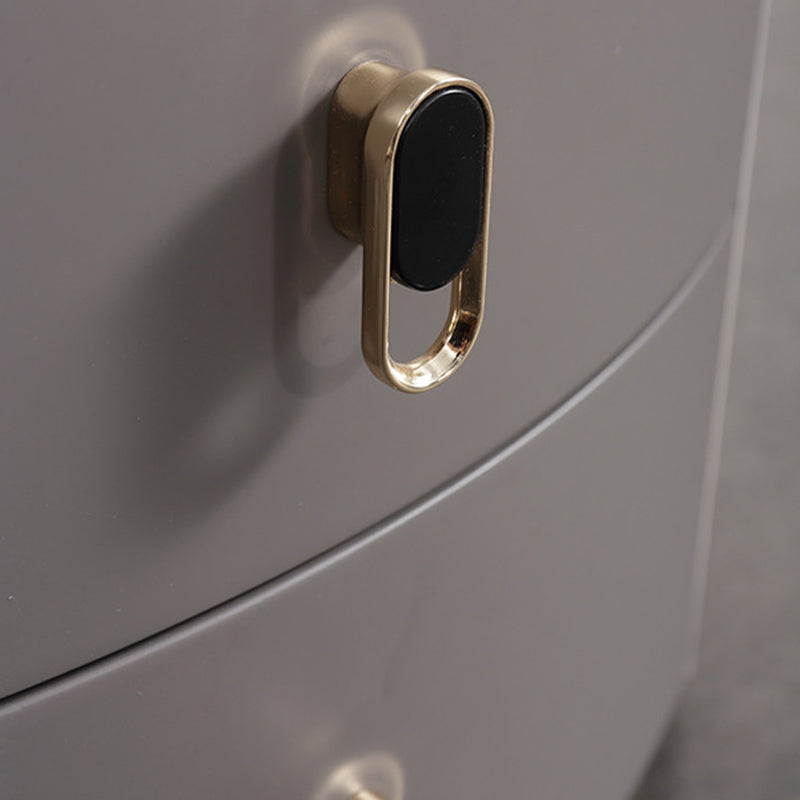 Premium Luxury Nightstand - Matte Baked Paint Curved Solid Wood Frame Multi-Style Adaptability Bedside Table 2-Drawer For Bedroom