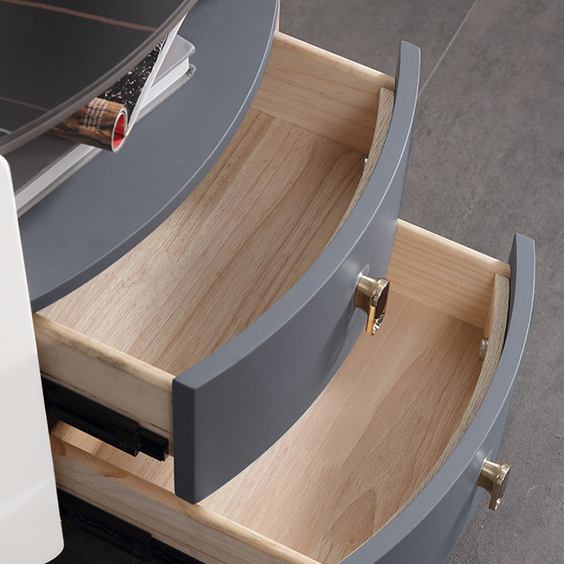 Table de chevet de luxe premium - cadre en bois massif courbé avec peinture mate cuite, adaptabilité multi-style, table de chevet à 2 tiroirs pour chambre à coucher 