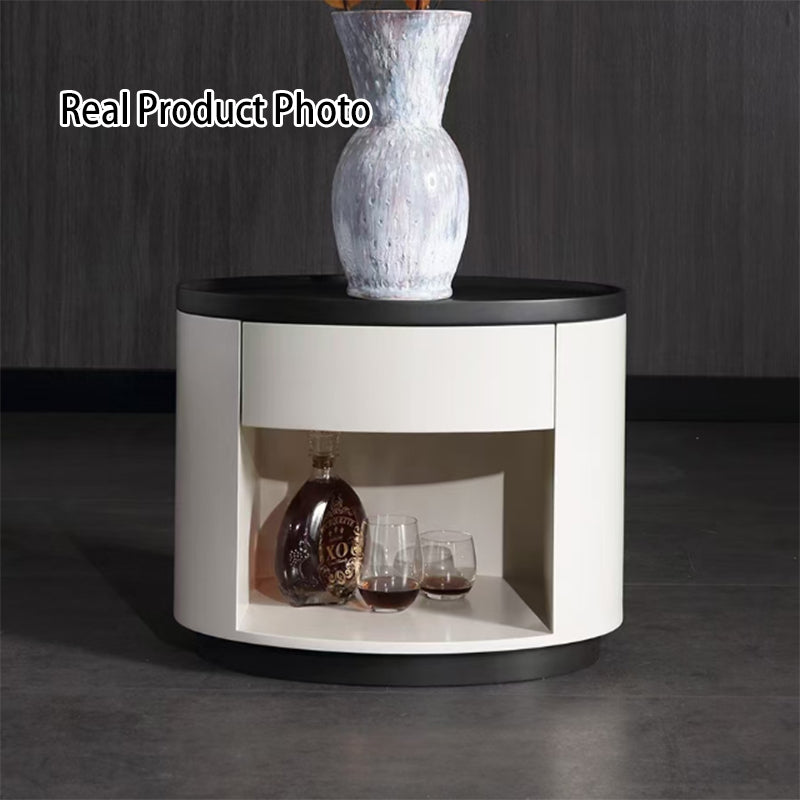 Elegante mesa de noche sin manijas - Riel de rebote con apertura a presión y mesita de noche con pintura horneada premium de 1 cajón para dormitorio 