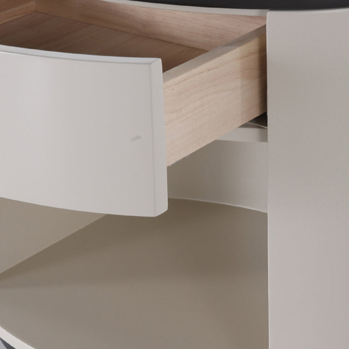 Elegante mesa de noche sin manijas - Riel de rebote con apertura a presión y mesita de noche con pintura horneada premium de 1 cajón para dormitorio 