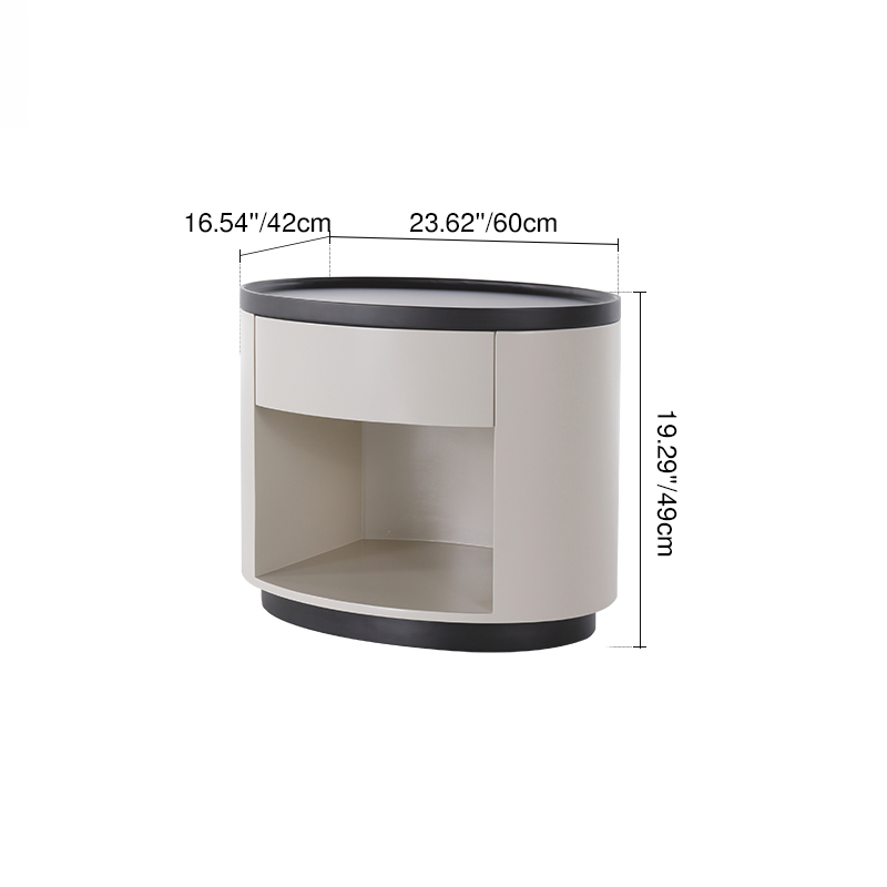 Sleek Handleless Bedside Table - Press-to-Open Rebound Rail & Premium Baked Paint Nightstand 1- Drawer For Bedroom