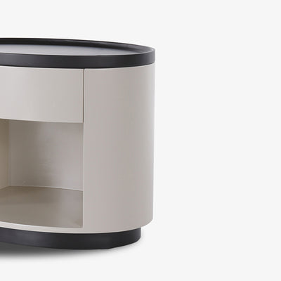 Sleek Handleless Bedside Table - Press-to-Open Rebound Rail & Premium Baked Paint Nightstand 1- Drawer For Bedroom