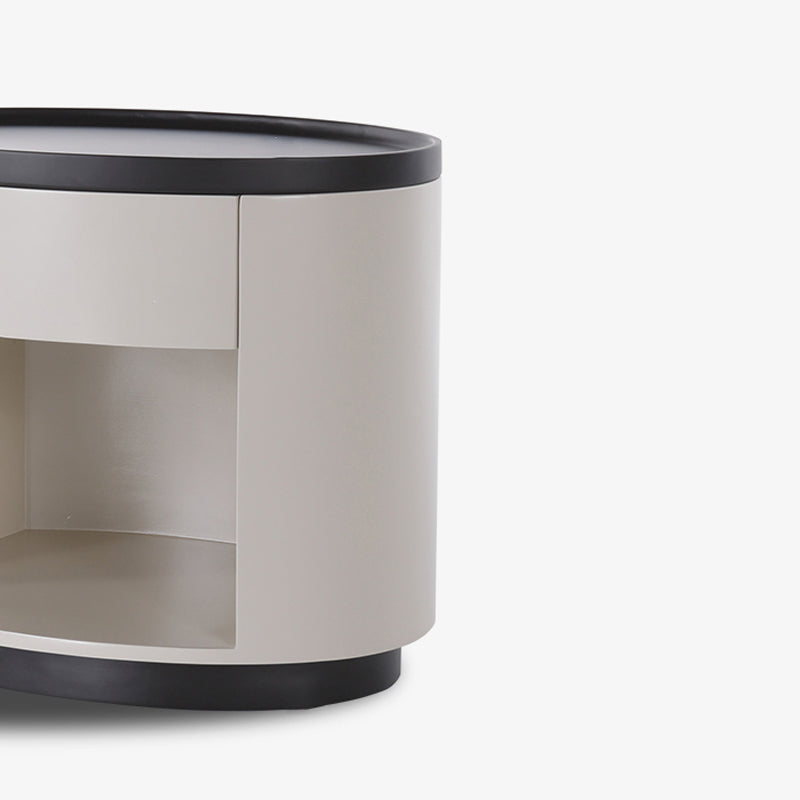 Sleek Handleless Bedside Table - Press-to-Open Rebound Rail & Premium Baked Paint Nightstand 1- Drawer For Bedroom