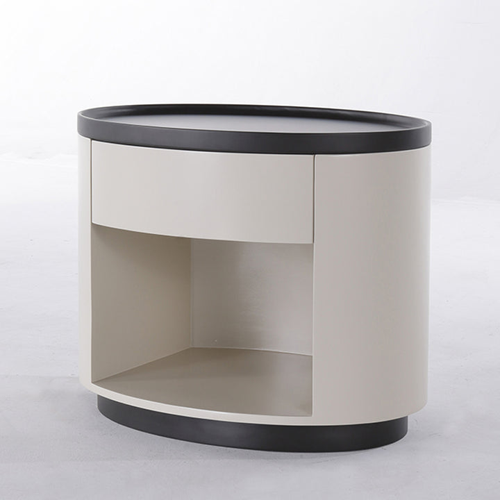 Elegante mesa de noche sin manijas - Riel de rebote con apertura a presión y mesita de noche con pintura horneada premium de 1 cajón para dormitorio 