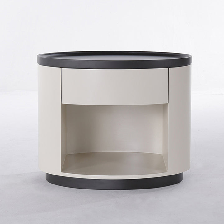 Elegante mesa de noche sin manijas - Riel de rebote con apertura a presión y mesita de noche con pintura horneada premium de 1 cajón para dormitorio 