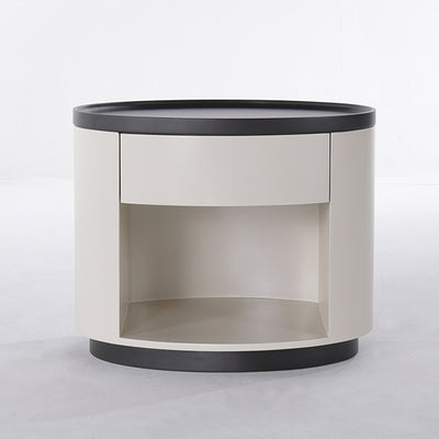 Sleek Handleless Bedside Table - Press-to-Open Rebound Rail & Premium Baked Paint Nightstand 1- Drawer For Bedroom