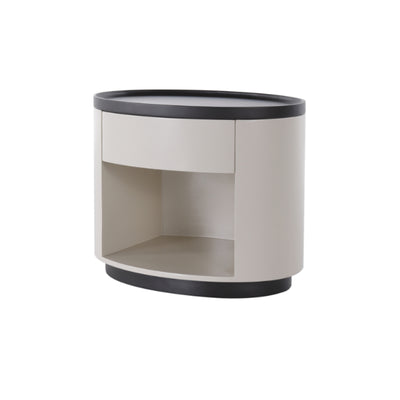 Sleek Handleless Bedside Table - Press-to-Open Rebound Rail & Premium Baked Paint Nightstand 1- Drawer For Bedroom