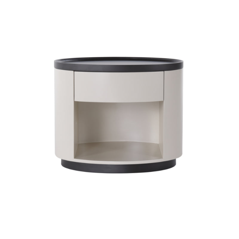 Elegante mesa de noche sin manijas - Riel de rebote con apertura a presión y mesita de noche con pintura horneada premium de 1 cajón para dormitorio 