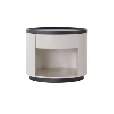 Sleek Handleless Bedside Table - Press-to-Open Rebound Rail & Premium Baked Paint Nightstand 1- Drawer For Bedroom