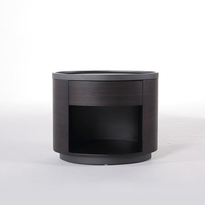 Sophisticated Vintage Baked Paint Nightstand - Wood Veneer Dual Storage Design 1-Drawer Bedside Table For Bedroom &amp; Living Room