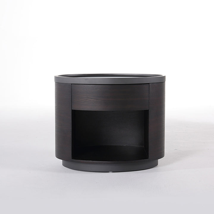 Sophisticated Vintage Baked Paint Nightstand - Wood Veneer Dual Storage Design 1-Drawer Bedside Table For Bedroom &amp; Living Room
