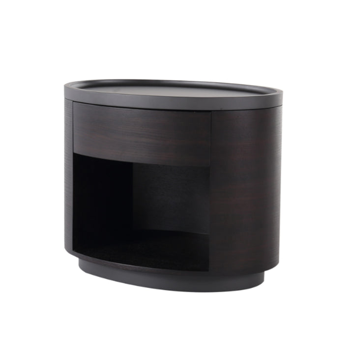 Sophisticated Vintage Baked Paint Nightstand - Wood Veneer Dual Storage Design 1-Drawer Bedside Table For Bedroom &amp; Living Room