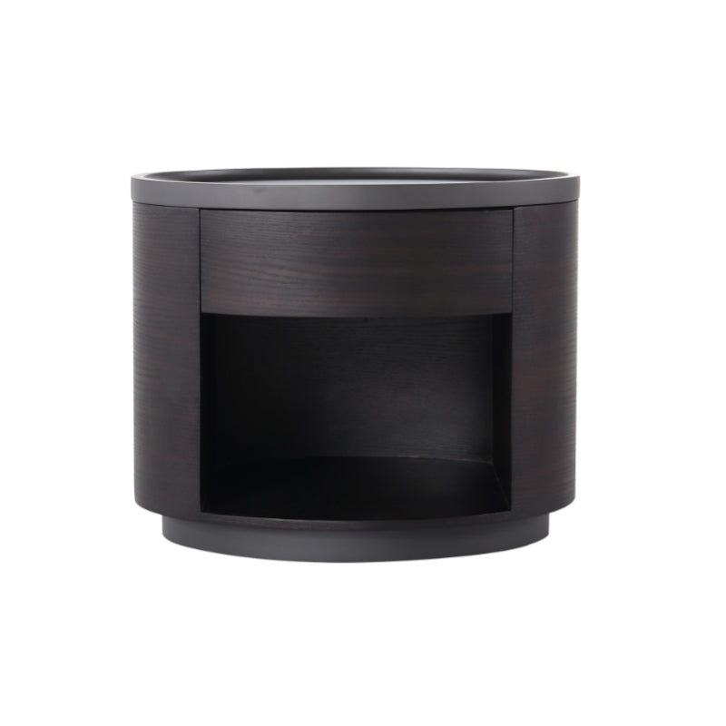 Sophisticated Vintage Baked Paint Nightstand - Wood Veneer Dual Storage Design 1-Drawer Bedside Table For Bedroom &amp; Living Room