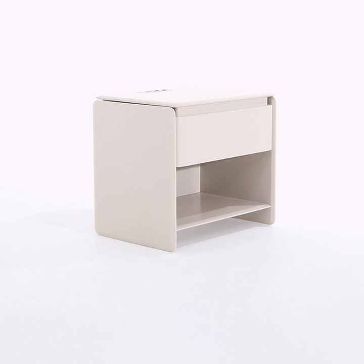 Modern Minimalist Nightstand - Wireless Charging &amp; Easy-Clean Baking Paint Bedside Table -Drawer For Bedroom