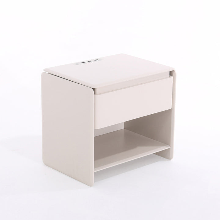 Modern Minimalist Nightstand - Wireless Charging &amp; Easy-Clean Baking Paint Bedside Table -Drawer For Bedroom