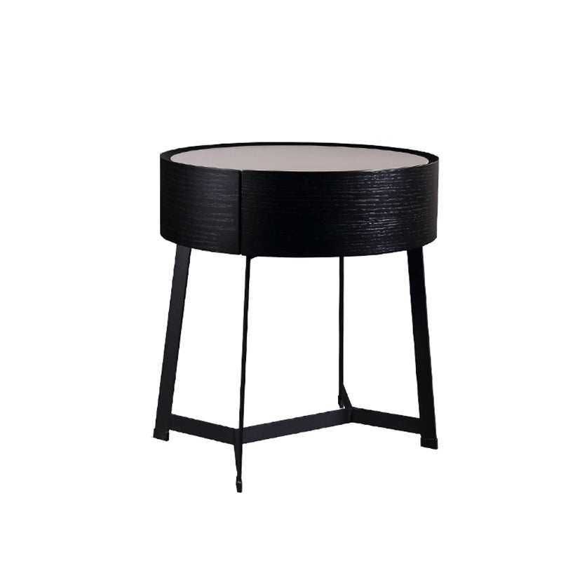 Mesa de Noche de Doble Material - Mesita de Noche Resistente a la Corrosión con 1 Cajón para Dormitorio 