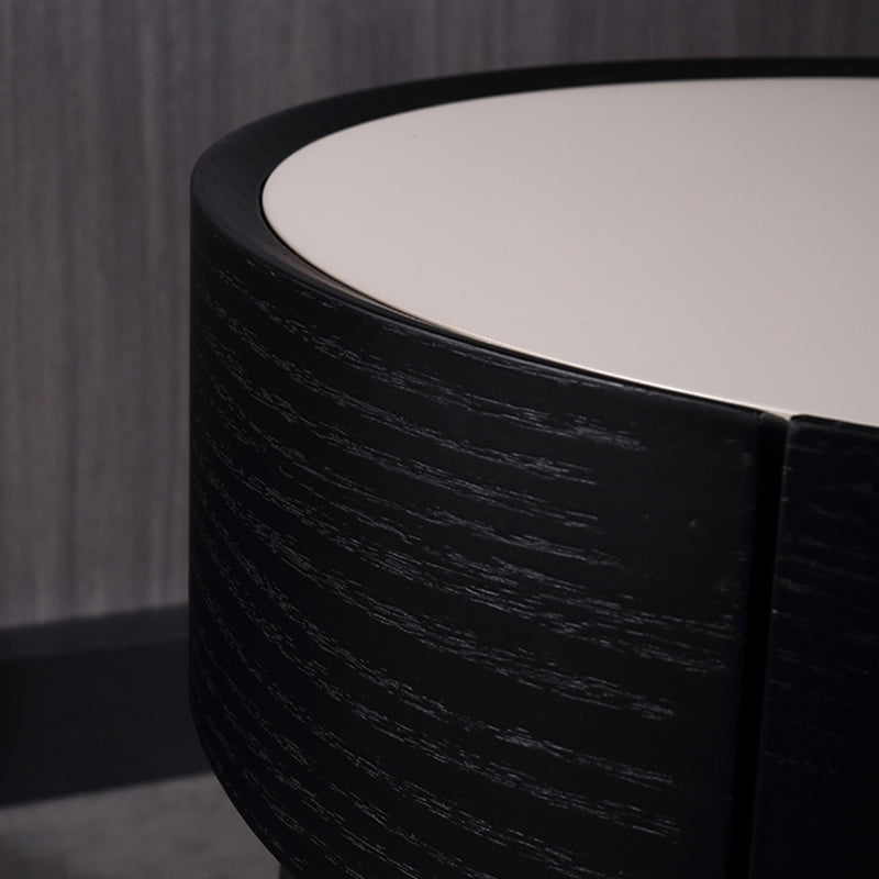 Mesa de Noche de Doble Material - Mesita de Noche Resistente a la Corrosión con 1 Cajón para Dormitorio 