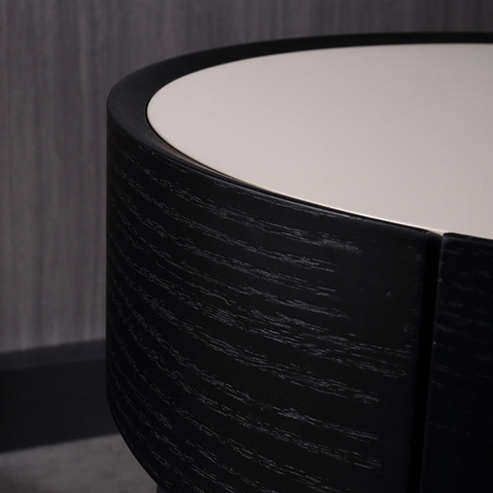 Mesa de Noche de Doble Material - Mesita de Noche Resistente a la Corrosión con 1 Cajón para Dormitorio 