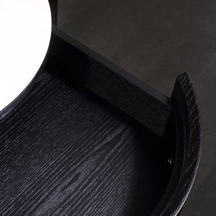 Mesa de Noche de Doble Material - Mesita de Noche Resistente a la Corrosión con 1 Cajón para Dormitorio 
