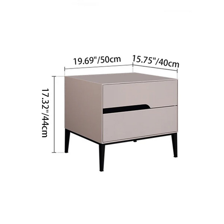 Baked-Enamel Bedside Table - Hassle-Free Access Nightstand 2-Drawer For Bedroom
