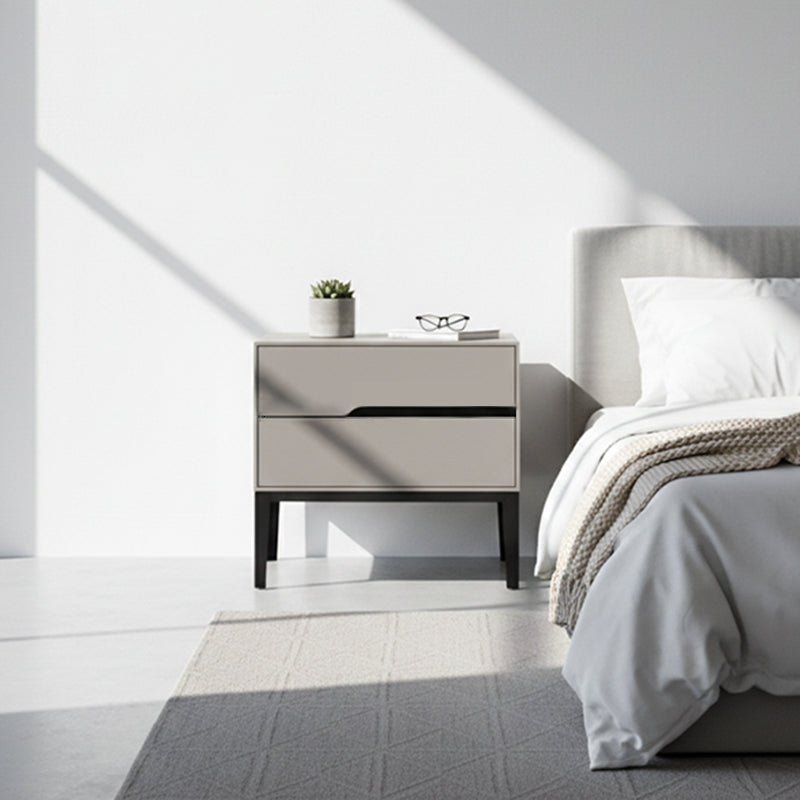 Baked-Enamel Bedside Table - Hassle-Free Access Nightstand 2-Drawer For Bedroom