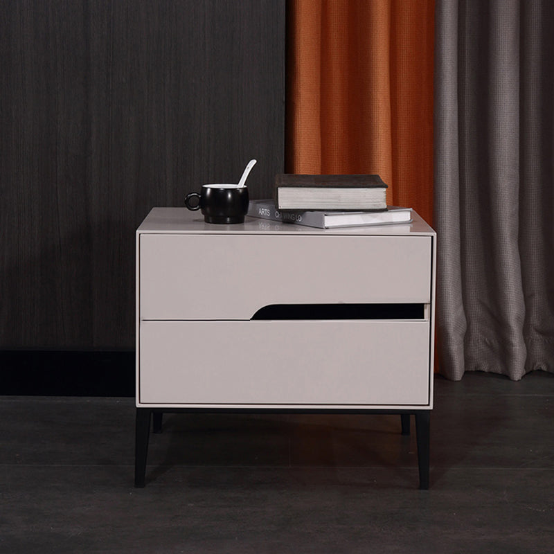 Baked-Enamel Bedside Table - Hassle-Free Access Nightstand 2-Drawer For Bedroom